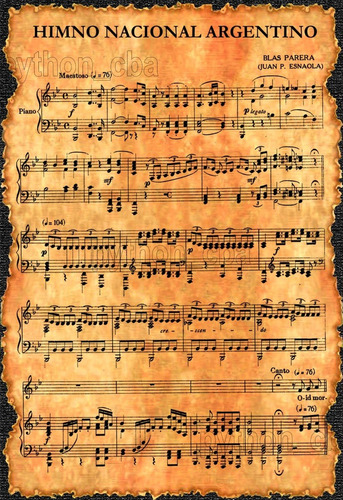 Cuadro Himno Nacional Argentino - Partitura - Año 1813