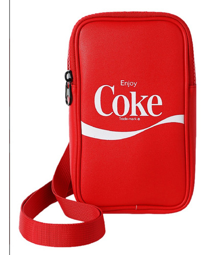 Miniso Bolsa Crossbody Coca Cola Coke Rojo 11x6x18.5cm Acabado De Los Herrajes Negro Diseño De La Tela Lisa