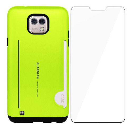 Funda Uso Rudo Tarjetero Para LG X Cam Mas Mica De Vidrio