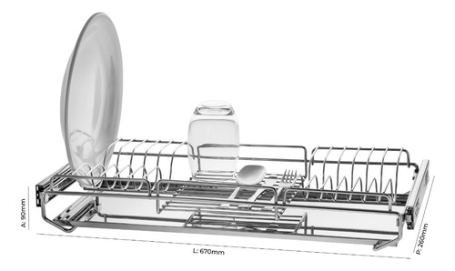  Schmitt Escorredor De Louças Pratos Aéreo 67cm Com Corrediça Bandeja