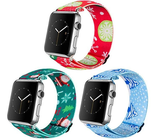 Malla Elastica Para Apple Watch 42-44-45mm  Navidad A/b/c