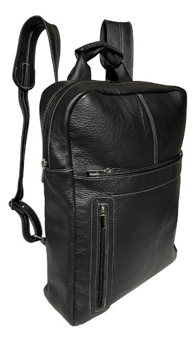 Mochila Masculina Em Couro Legitimo Comporta Notebook