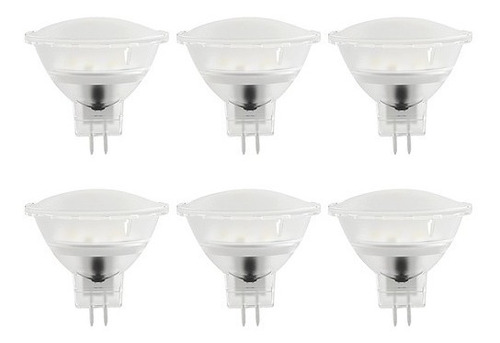 Paquete De 6 Focos Mr16 Led 3 W, Luz Suave Cálida, Base Gx5. Color De La Luz Blanco Cálido