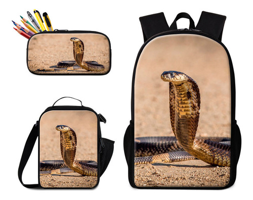 Novo Conjunto De Três Peças De Mochila Wild Animal Snake Stu