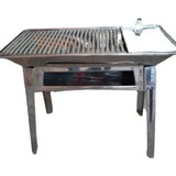 Asador Para Carne En Acero Inoxidable, Con Parrilla Y Pinzas