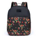 Mochila Cavalera Flower Moda Feminina Fashion Moderna Preta Cor Preto Desenho Do Tecido Flor