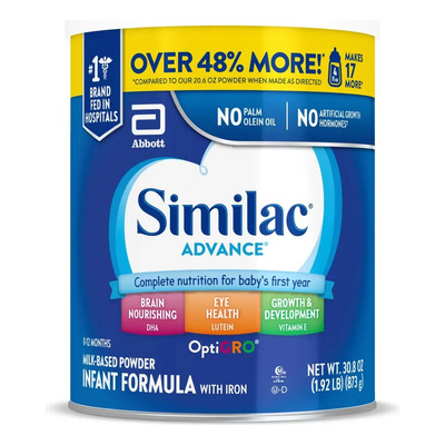 Leche de fórmula en polvo sin TACC Abbott Similac Advance en lata de 1 de 873g - 0 meses a 1 años | Envío gratis