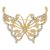 Broche Feminino Strass Delicado Lenço Alfinete Borboleta 