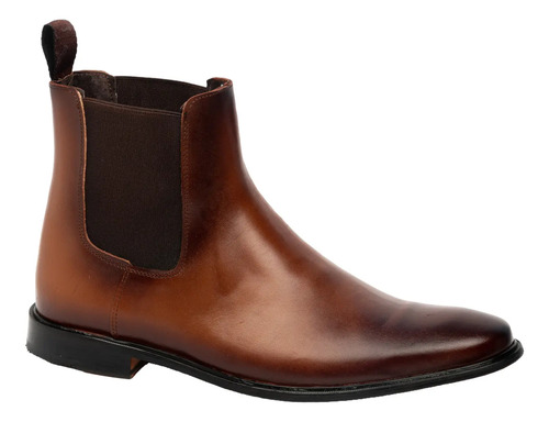 Botin Tipo Chelsea Color Miel Suela Cuero Para Caballero 370