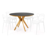 Mesa De Jantar Marci Premium Preta 120cm +4 Cadeiras Allegra Cor Branco