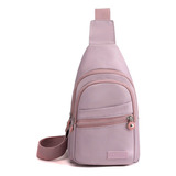 Pechera Rosa Hombro Mujer Tela Nylon Simple Y Ligera Para Mujeres Mochila Cruzada