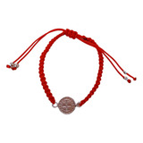  Pulsera San Benito Macrame Roja Plata925 Protección Amuleto