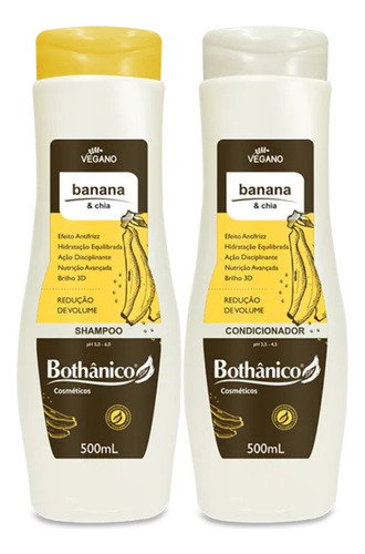 Kit  Shampoo E Cond Banana E Chia Bothânico Cosméticos 500ml