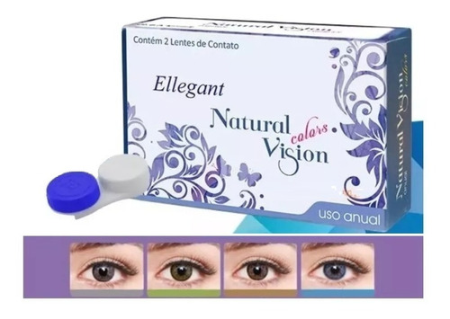 1 Par Lente Colorida Anual Ellegant Natural Vision + Estojo