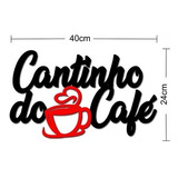 Painel Decorativo Cantinho Do Café Preto Xicara Vermelha Mdf