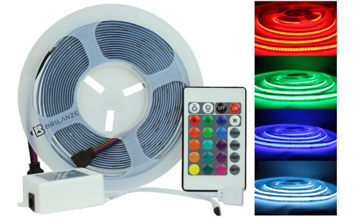 Fita Led Cob 3528 Rgb 270 Leds/m Ip20 12v Controle Remoto