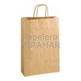 50 Bolsas 12x19x06cm Papel Kraft Misionero Madera 125gr