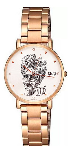 Reloj Q&q Qyq Elegante Frida Kahlo Acero + Estuche Dama