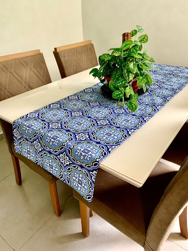 Trilho De Mesa Estampado 1,40m X 50cm Tricoline Decorativo