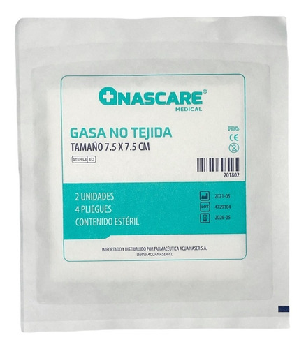 Gasa No Tejida Estéril 7.5 X 7.5 Cm Caja X 50 Sobres X 2 Un