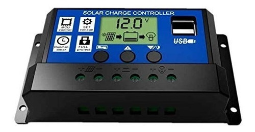 Regulador De Carga Solar Digital 12v 24v 30a 2usb 