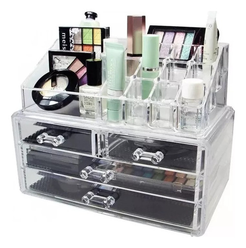 Organizador Joyas Maquillaje Transparente Cajones Plástico 