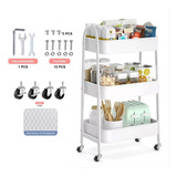 Carrito Organizador Multiusos 3 Niveles Con 360 Metal Ruedas