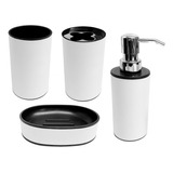 Kit Baño Acero Dispenser + Jabonera + Vaso + Porta Cepillo