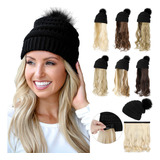 Qlenkay Gorro De Punto Con Extensiones De Pelo Largo Ondula.