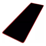Mouse Pad Gamer Antideslizante Negro Borde Rojo Cosido 70x30