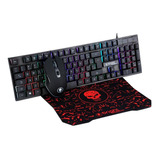 Kit Combo Gamer Mouse E Teclado Com Led E Mouse Pad Bright