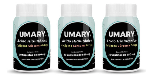 Umary Ácido Hialurónico + Curcuma + Ortiga 3 Frascos