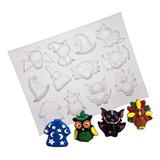 Molde Silicona Halloween Figuras Cupcake Fondant Manualidade