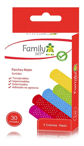 Parches Curitas Colores Neon Family Set 30 Unidades