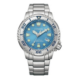 Reloj Citizen Promaster Eco Drive Azul Abn0165-55l Color De La Correa Plateado Color Del Bisel Plateado