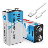 Bateria De Litio De 9 V, Bateria Recargable Usb, 1000 Mah (c