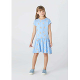 Vestido Curto Menina Hering Kids Com Babado 5an7 Azul Claro