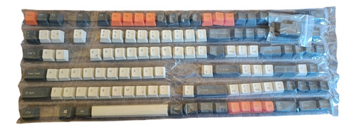 Keycaps Español 124 Teclas Pbt Ansi Iso Naranja Gris Blanco