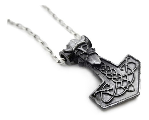 Colar Martelo Mjolnir Viking Thor Prata Velho