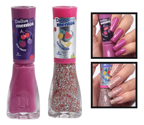 Kit Esmalte Dailus Mentos Red Fruit + Fruit Salad Cheirinho