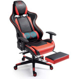 Silla Gamer Ergonómica Masaje Lumbar Roja Oferta