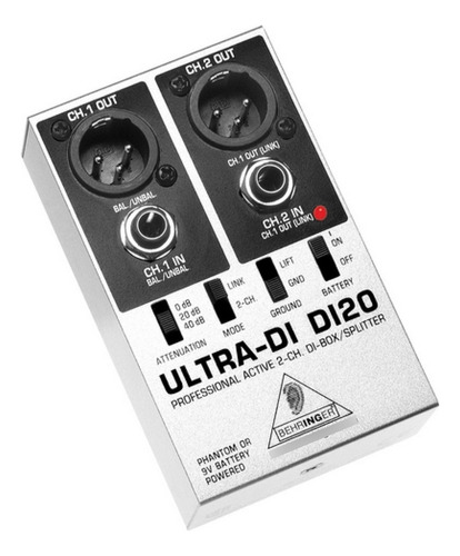 Direct Box Ativo Com 2 Canais Behringer Di20