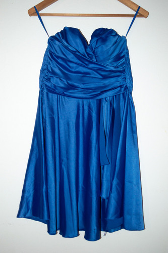 Vestido De Fiesta Elegante Azul Strapless