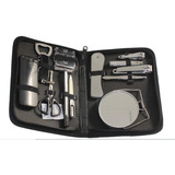 Set Viaje Manicure Acero Inoxidable Espejo Peinilla Afeitar 