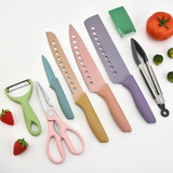 Juego De 8 Piezas De Cuchillo De Chef Nakiri Color Multicolor