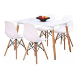 Comedor Eames Rectangular 120x80cm 4 Sillas Color Blanco