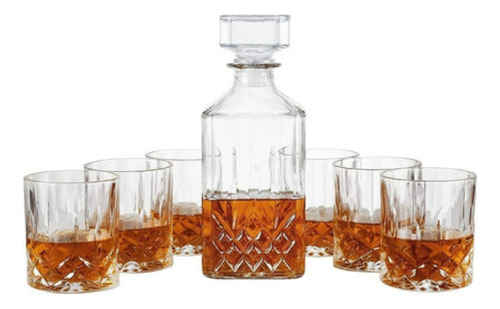 Set Whisky Botella Licorera + 6 Vasos Con Diseño