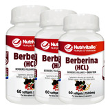 Berberina Tcm 60cáps 750mg Softgels Kit 3 Potes Nutrivitalle