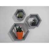 Set De 3 Repisas Minimalistas Hexagonales.