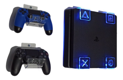 Soporte Base Para Ps4 Con Led Rgb Y Dos Bases Para Control